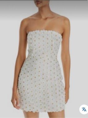 Strapless White Daisy Mini Dress from Aqua. Size XS. Fully lined. Worn once.